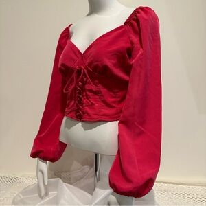 Rue21 size Small pink magenta drawstring bodice long sleeve crop top